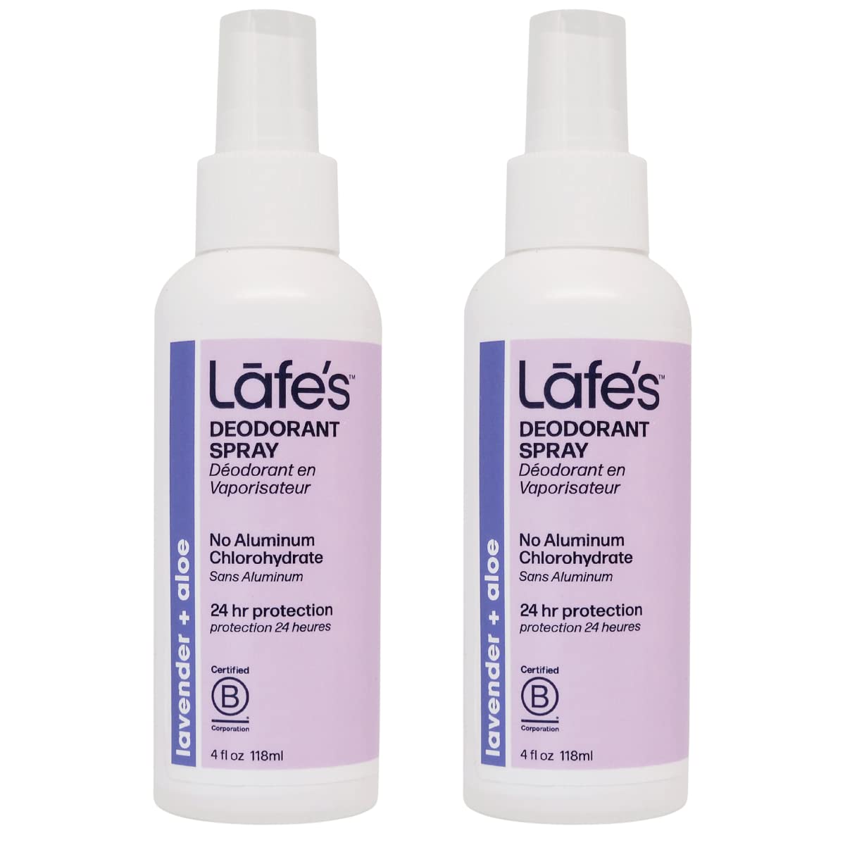 Lafe's Natural Deodorant | 4oz Aluminum Free Natural Deodorant Spray | Lavender & Aloe | 2 Pack