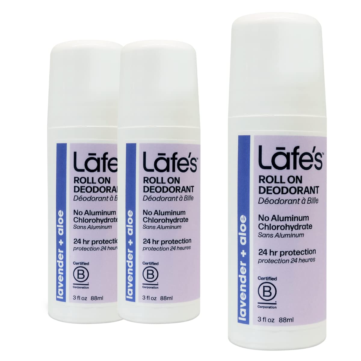 Lafe's Natural Deodorant | 3oz Roll-On Aluminum Free Natural Deodorant | Lavender & Aloe | 3 Pack