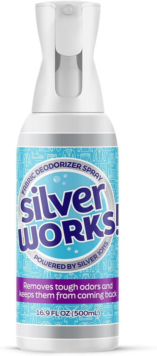 SilverWorks! Fabric Spray Odor Eliminator For Home - Powerful, Natural Silver Ion Deodorizing Technology - Clothes, Furniture And Couch Deodorizer Odor Eliminator And Refresher Spray -16.9oz