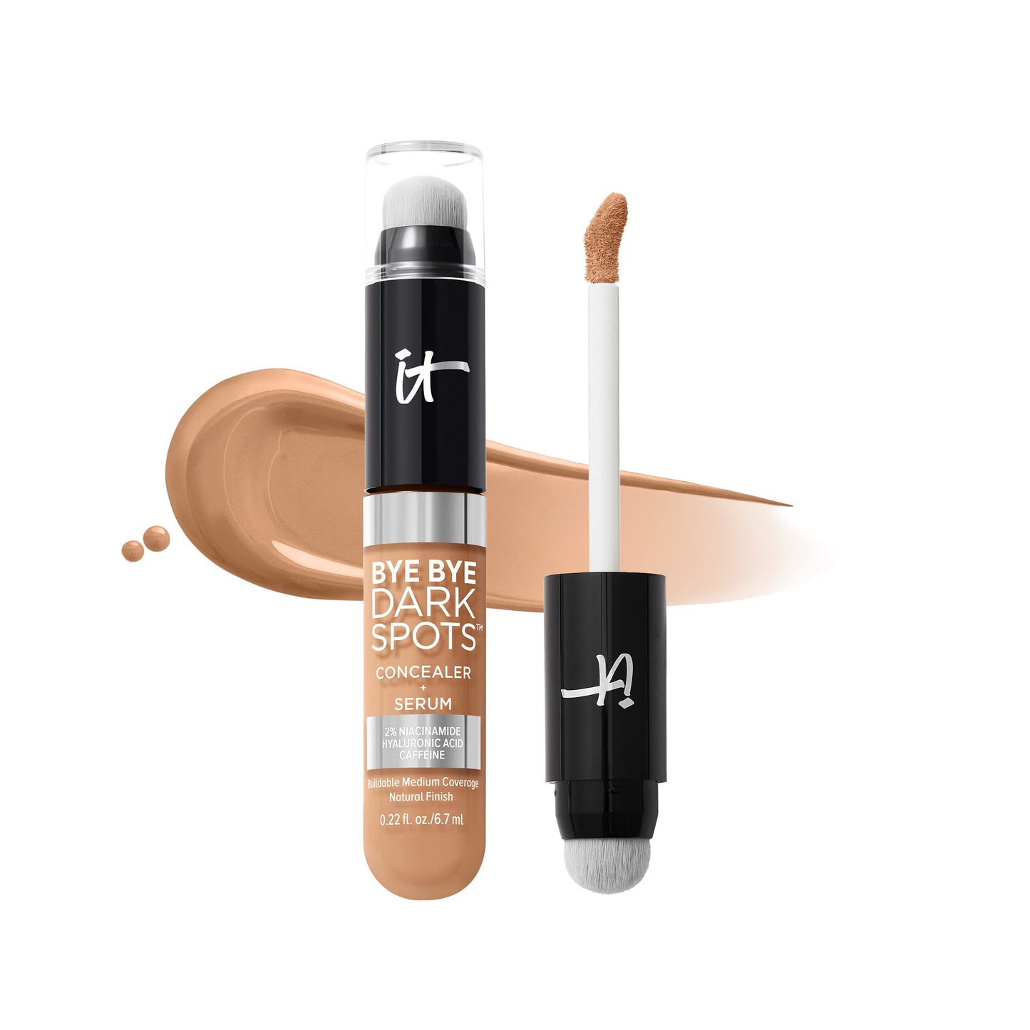 IT Cosmetics Bye Bye Dark Spots Concealer + Brightening Serum – 2% Niacinamide, Hyaluronic Acid & Caffeine - Medium Coverage, Natural Finish, All Skin Types – 30 Medium Cool, 0.22 fl. oz