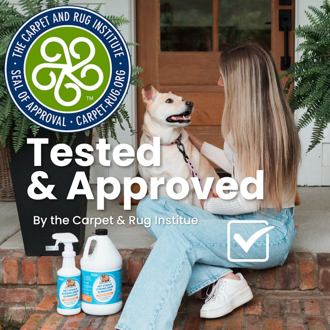 FurryFreshness Extra Strength Cat or Dog Pee Stain & Permanent Odor Remover + Smell Eliminator -Removes Stains from Pets & Kids Including Urine or Blood- Lifts Old Carpet Stains- (Gallon)