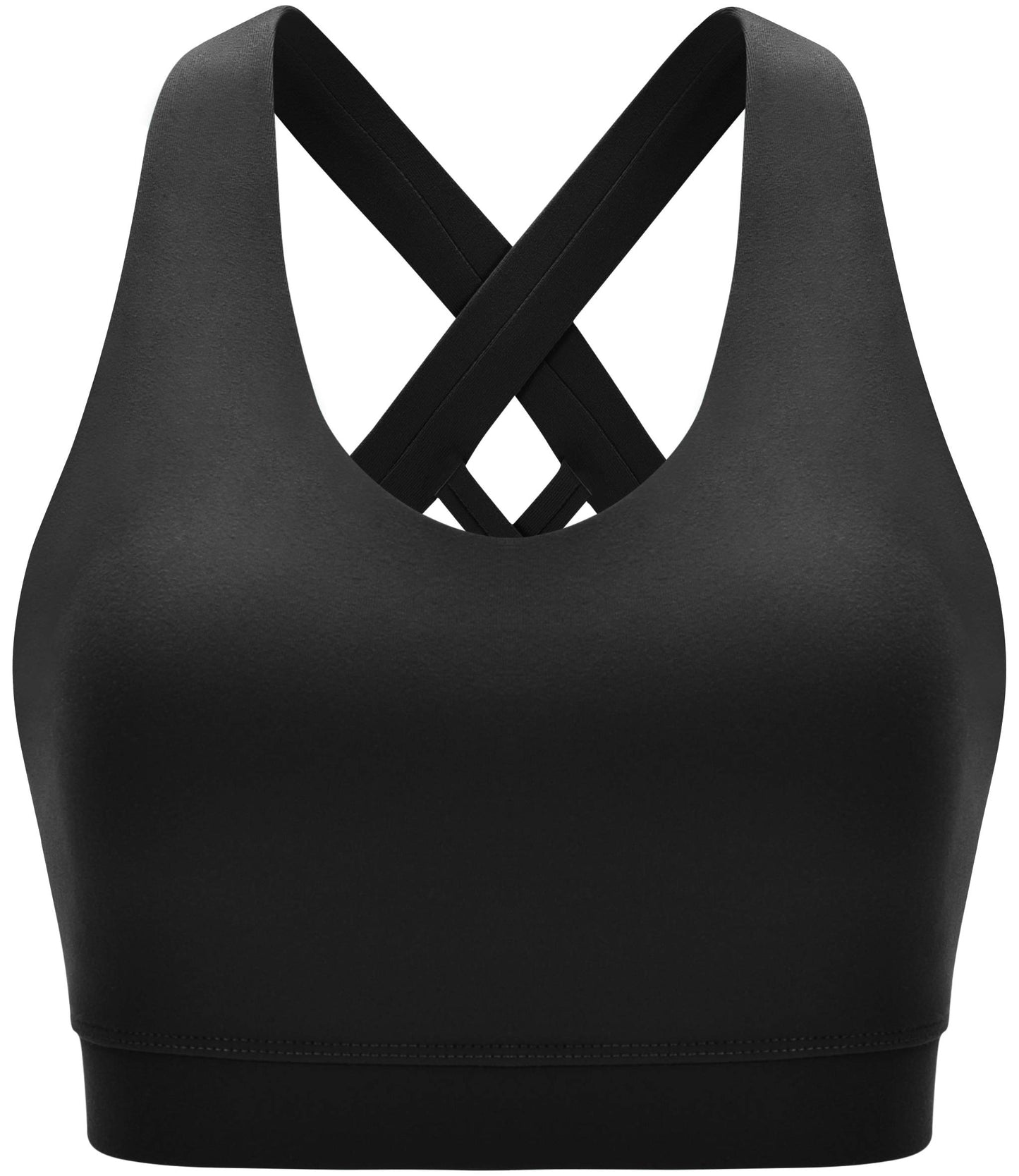 RUNNING GIRL Sports Bra for Women, Criss-Cross Back Padded Strappy Sports Bras Medium Support Yoga Bra with Removable Cups (2353D-Black,M)