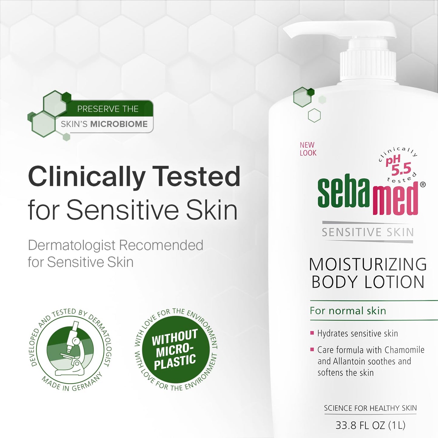 Sebamed Moisturizing Body Lotion pH 5.5 for Sensitive Skin Dermatologist Recommended Paraben-Free Moisturizer 33.8 Fluid oz (1 Liter) Pack of 2