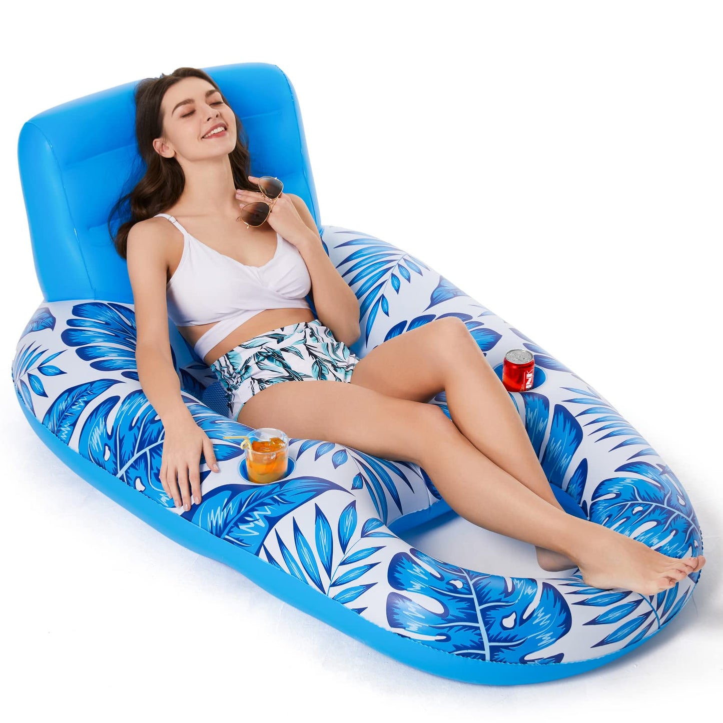 Jasonwell Inflatable Pool Float Adult - Pool Floaties Lounger Floats Raft Floating Chair Water Floaties for Swimming Pool Lake Lounge Float with Cup Holders Beach Pool Party Toys for Adults