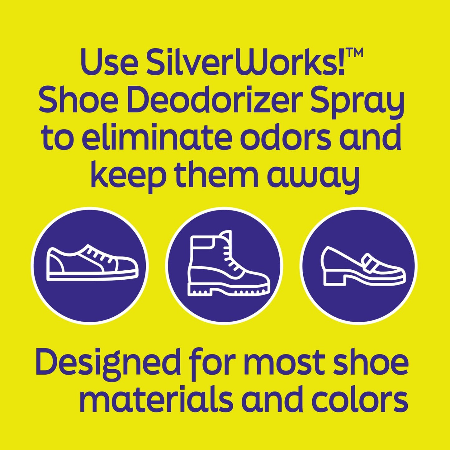 SilverWorks! Shoe Deodorizer Spray For Smelly Shoes - Shoe Odor Elimination Spray - Shoe Odor Spray - Boot, Sneaker, Shoe Smell Eliminator - Stinky Shoes Odor Eliminator, Shoe Freshener Spray -16.9oz