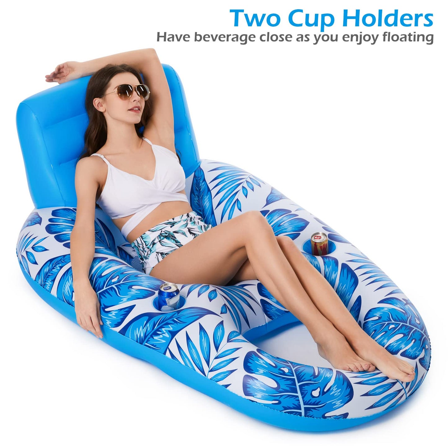 Jasonwell Inflatable Pool Float Adult - Pool Floaties Lounger Floats Raft Floating Chair Water Floaties for Swimming Pool Lake Lounge Float with Cup Holders Beach Pool Party Toys for Adults