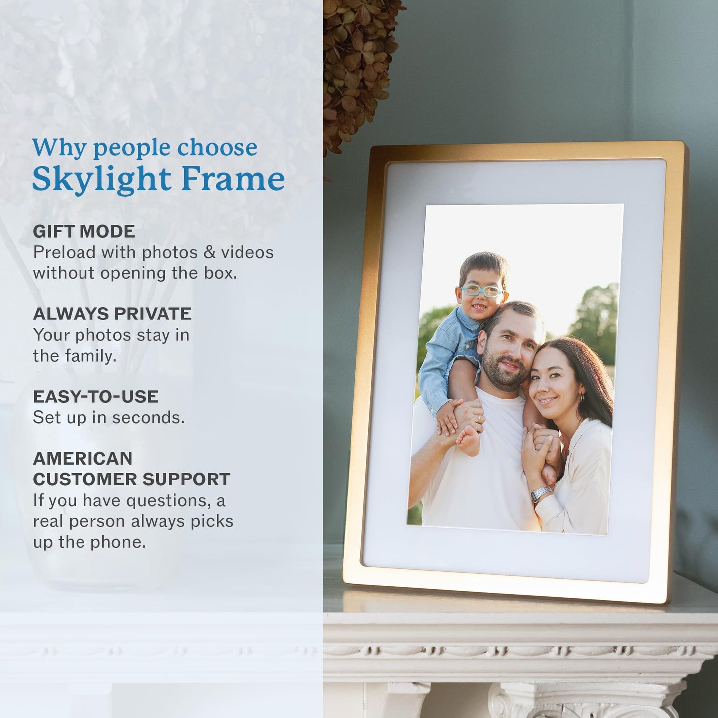 Skylight Digital Picture Frame - WiFi Enabled with Load from Phone Capability, Touch Screen Digital Photo Frame Display - Customizable Gift for Friends and Family - 10 Inch Black