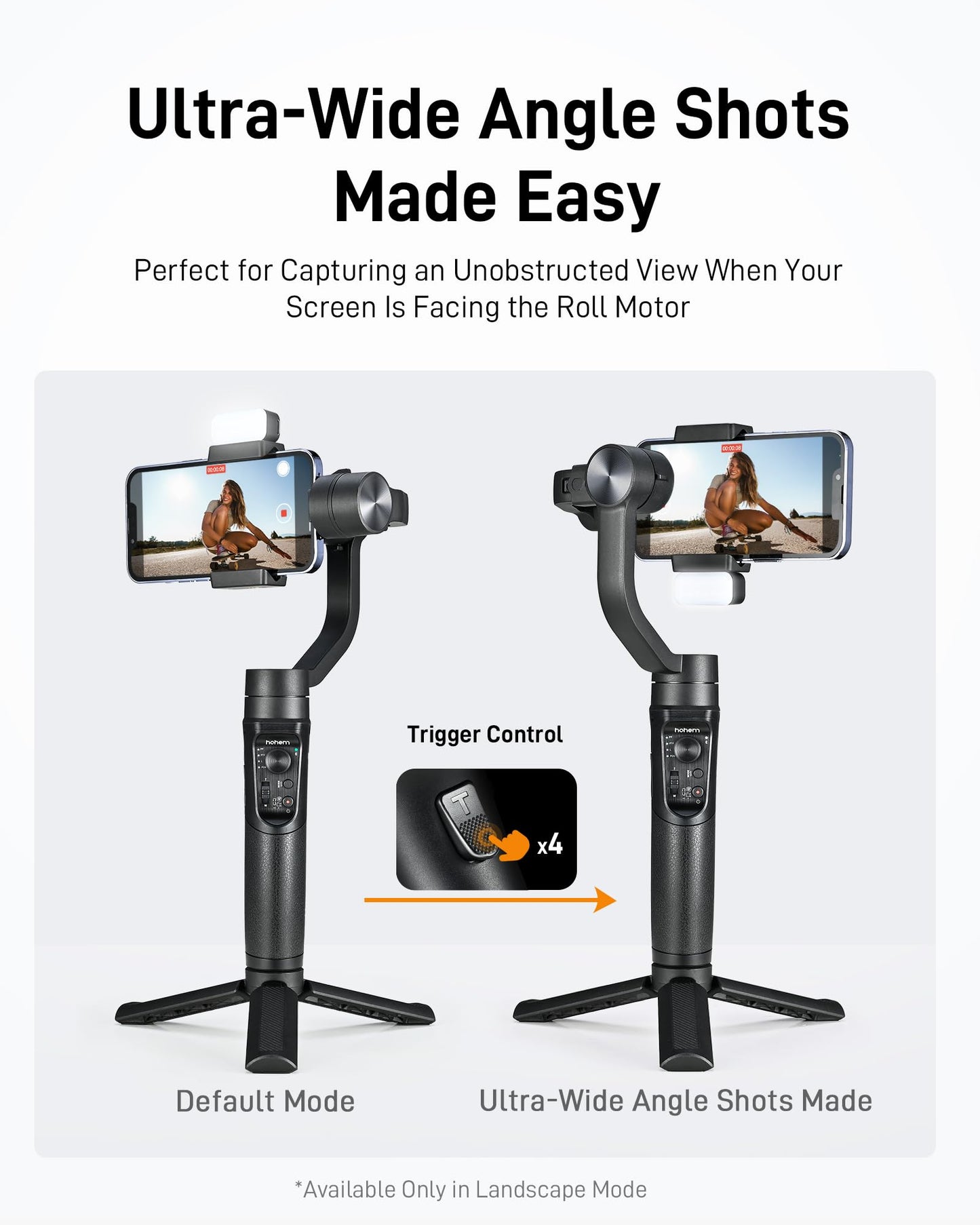 hohem iSteady Mobile+ Kit Gimbal Stabilizer for Smartphone, 3-Axis Phone Gimbal with Fill Light, Ultra-Wide-Angle Mode, 600° Inception, YouTube Vlog Stabilizer for Android and iPhone 15,14,13 PRO Max