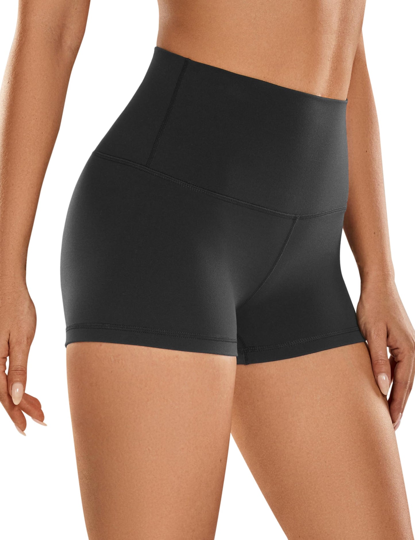 CRZ YOGA Womens Butterluxe Biker Shorts 2.5 Inches - High Waisted Yoga Workout Running Volleyball Spandex Booty Shorts Black Medium