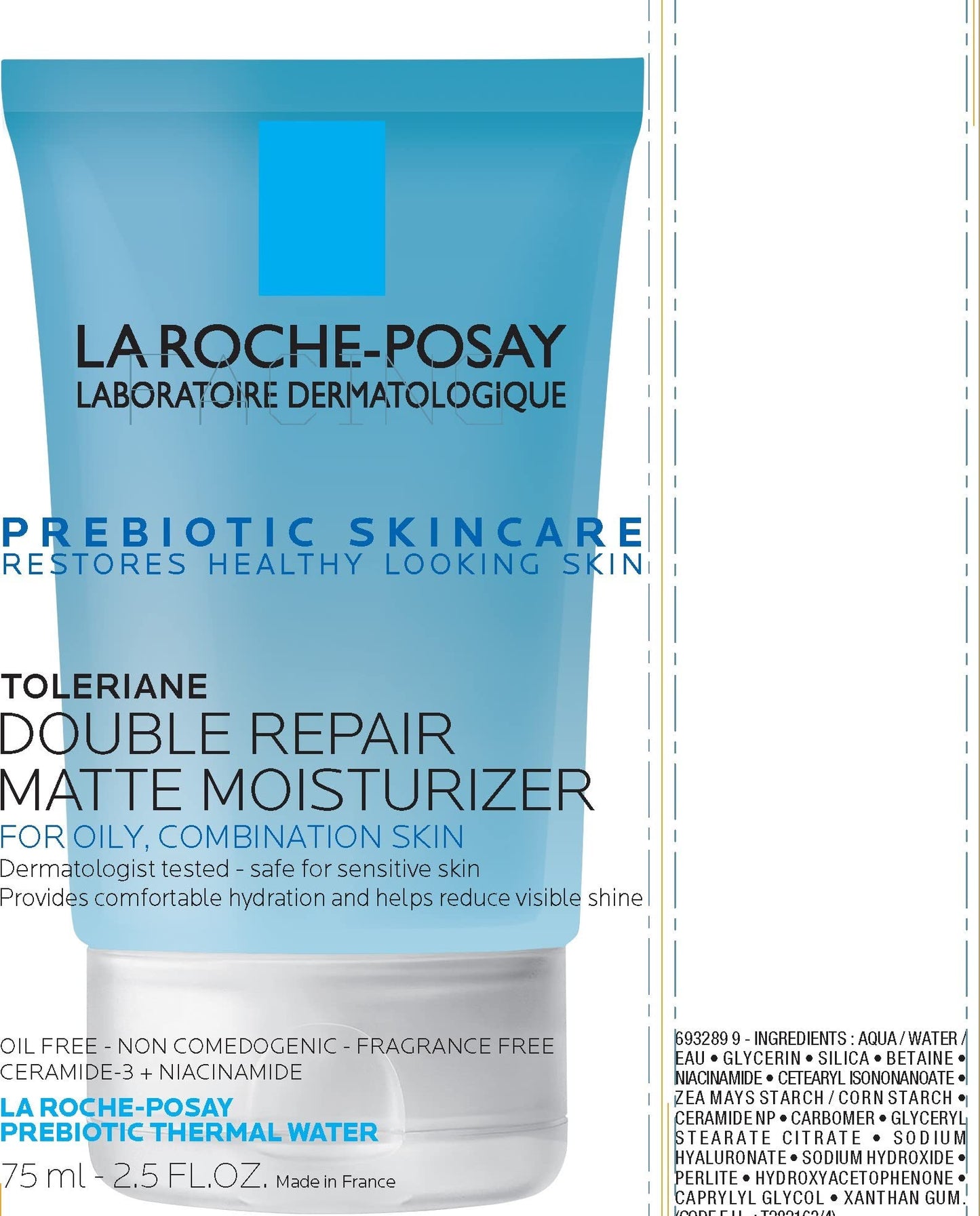 La Roche-Posay Toleriane Double Repair Matte Face Moisturizer, Daily Moisturizer For Oily Skin With Ceramide And Niacinamide For All Skin Tones, Oil Free, Non-Comedogenic