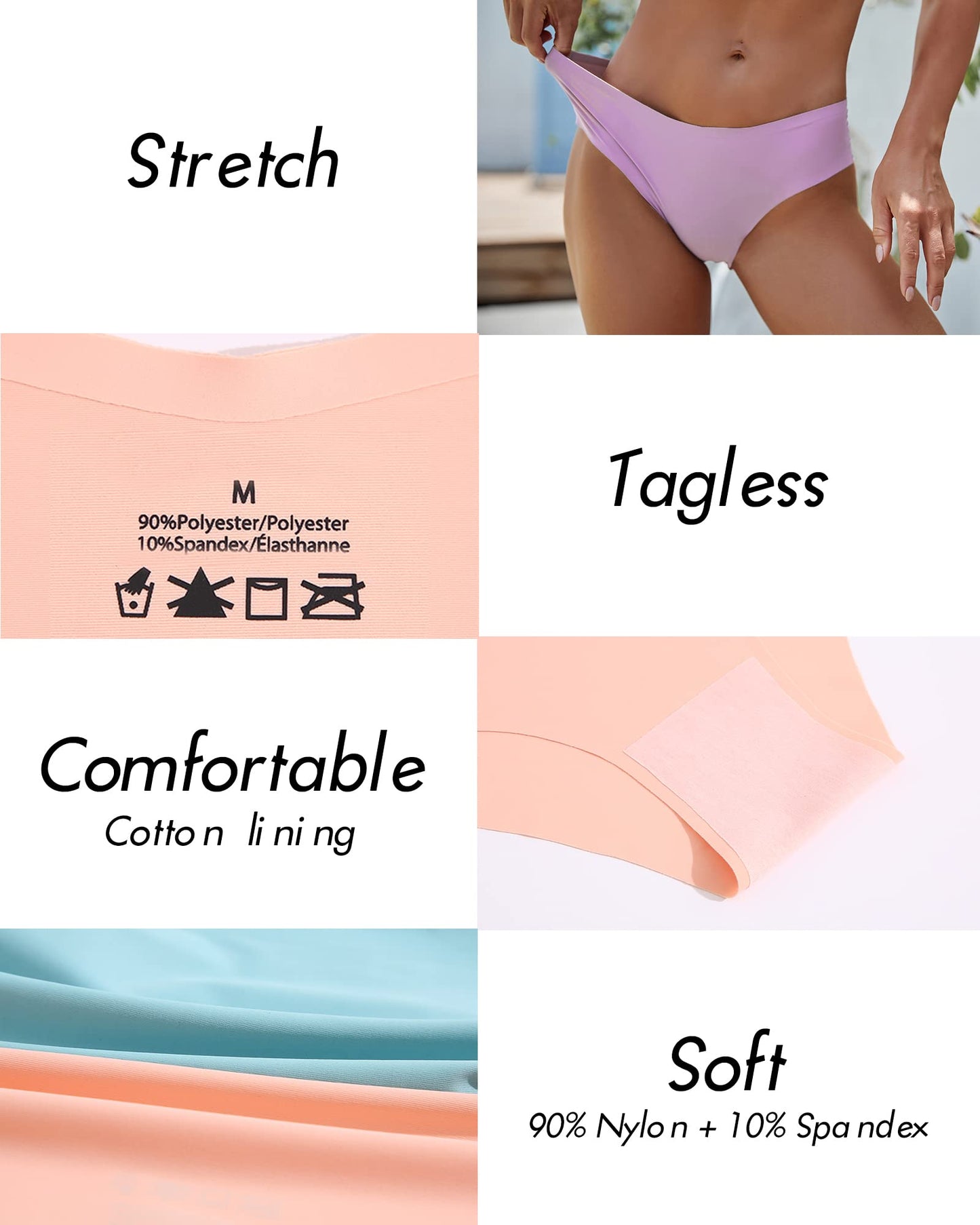 ROSYCORAL Women’s Seamless Bikini Panties Soft Stretch Invisibles Briefs No Show Hipster Underwear cheeky 9 pack XS-L (S)