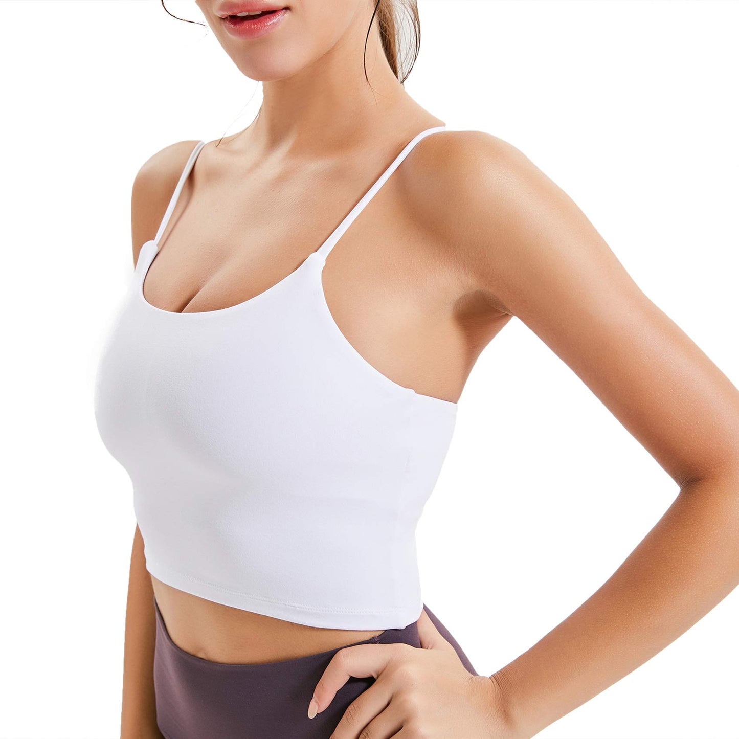 Lemedy Women Padded Sports Bra Fitness Workout Running Shirts Yoga Tank Top (S, White)