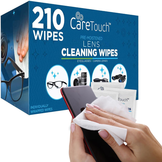 Care Touch Lens Cleaning Wipes for Eyeglasses, Pack of 210 - Eyeglass Wipes Individually Wrapped, Eye Glass Cleaning, Lenses Wipes for Glasses/Sunglasses